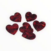 28×30 mm Red/Black Heart Abalone Shell Shape, One-Hole Sew-On Shell on Acrylic Gem (Sold in Pairs)
